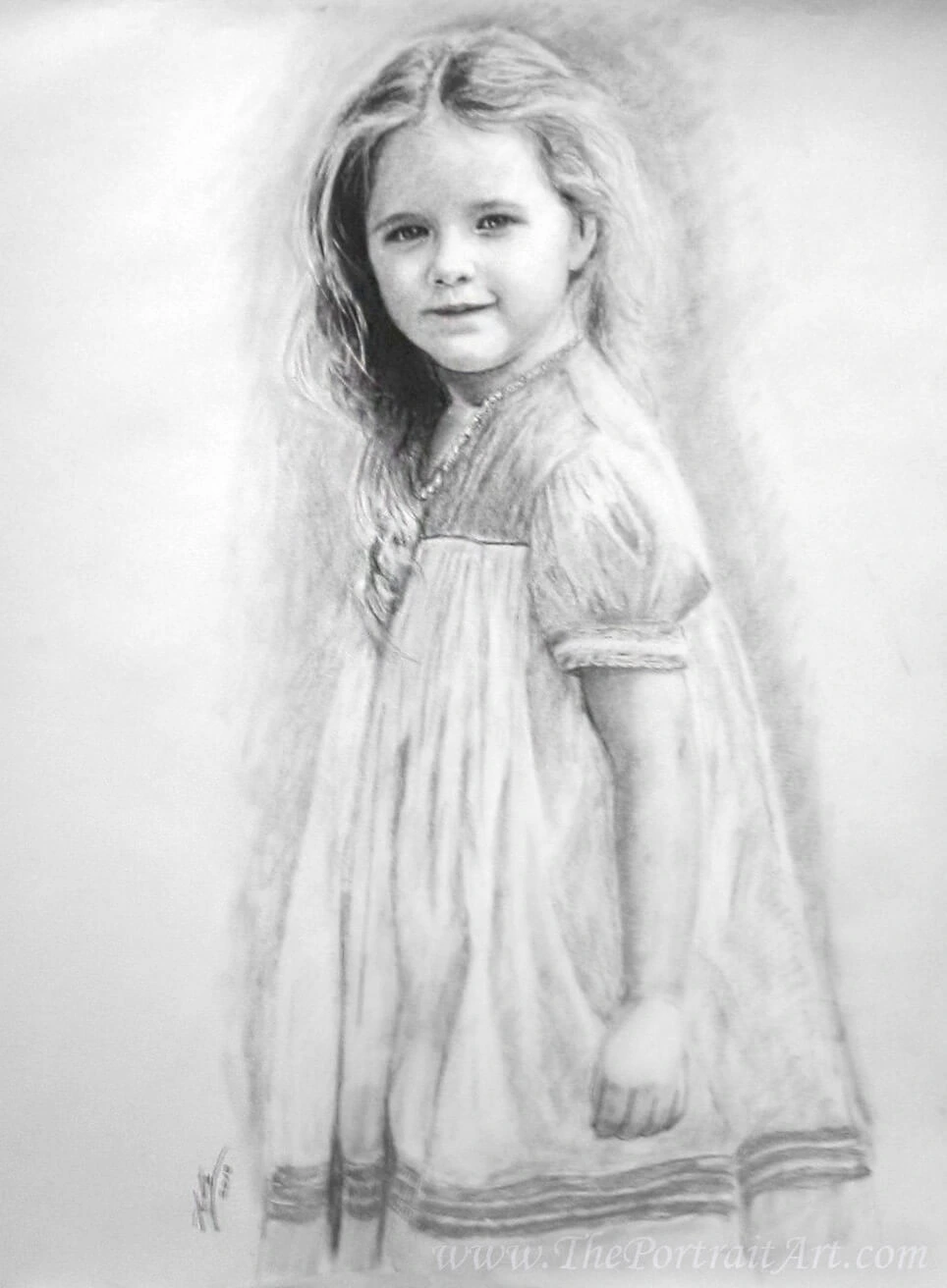 A child’s portrait, charcoal drawing by Victor Sun