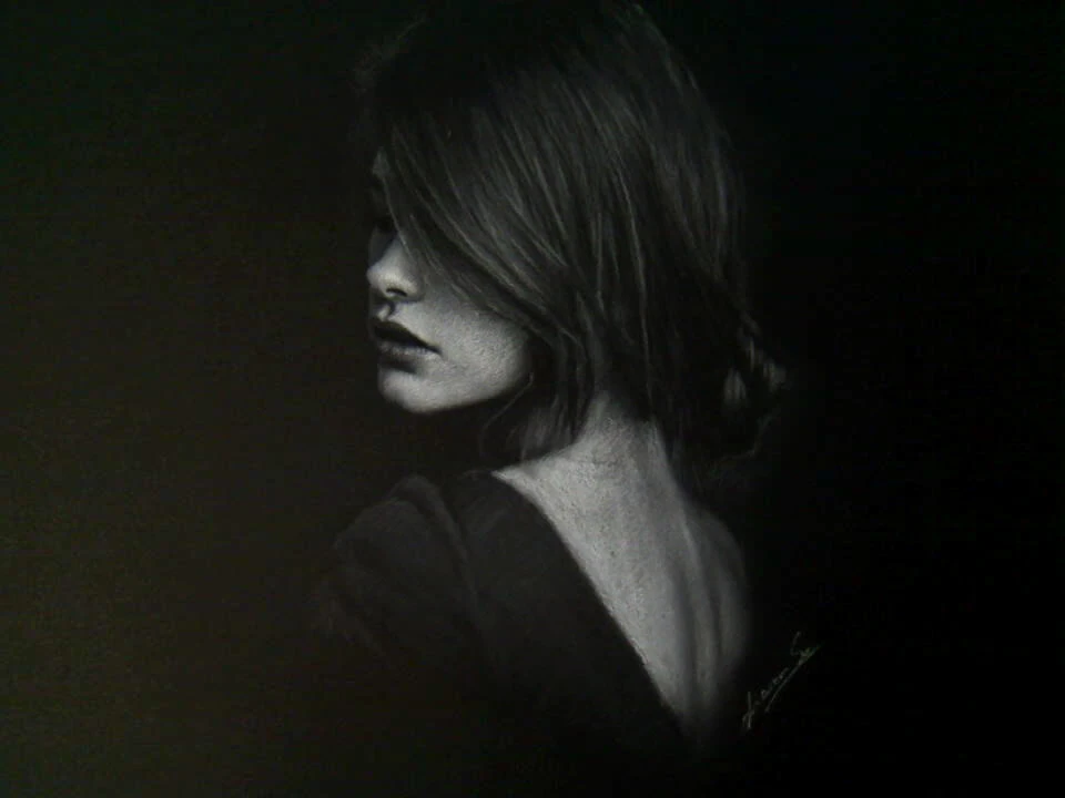 A Study in Light, charcoal drawing by Victor Sun