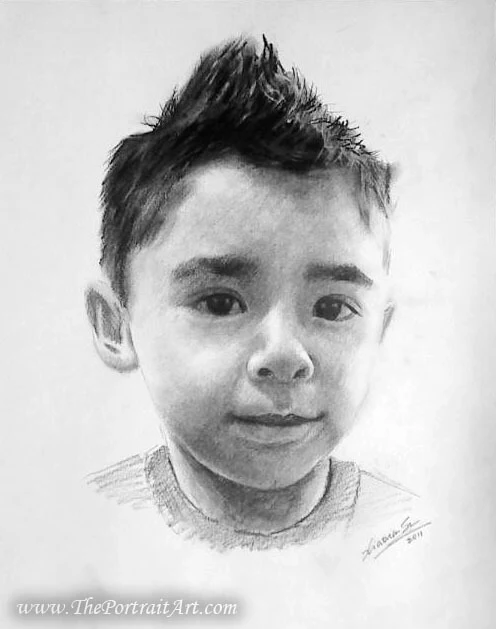 Commissioned hand-drawn charcoal portrait by Victor Sun