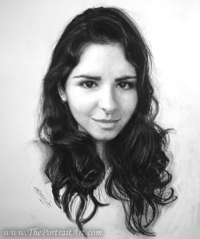 Commissioned hand-drawn charcoal portrait by Victor Sun