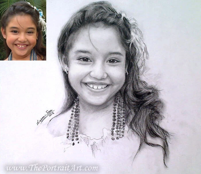 Commissioned hand-drawn charcoal portrait by Victor Sun