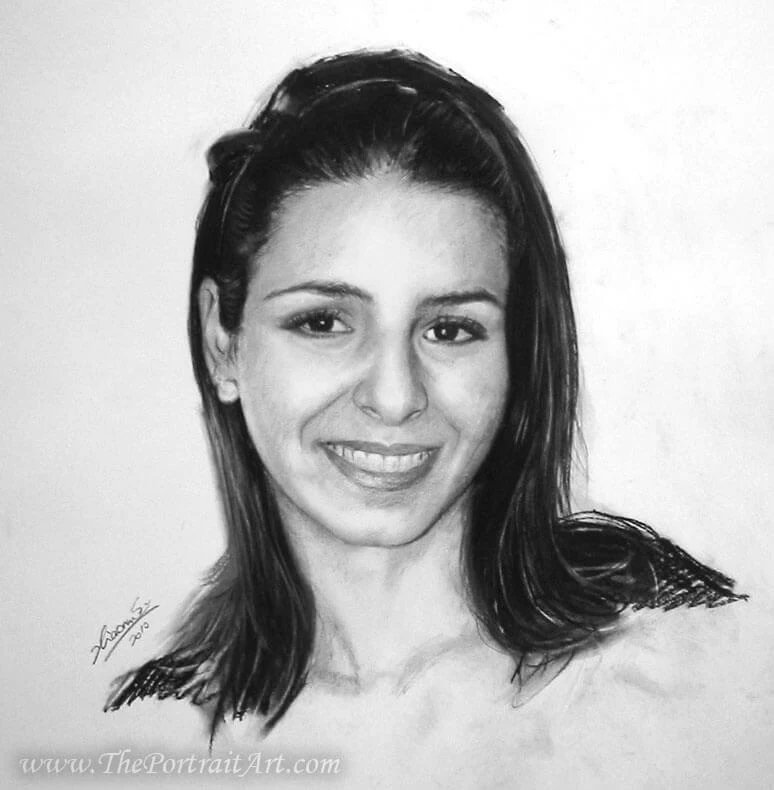 Commissioned hand-drawn charcoal portrait by Victor Sun