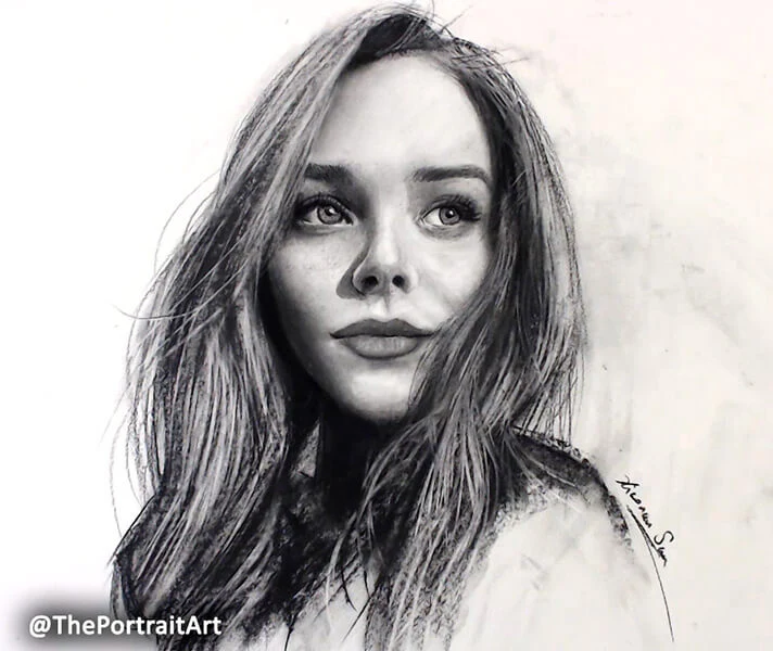 Hand-drawn charcoal portrait by Victor Sun, ThePortraitArt