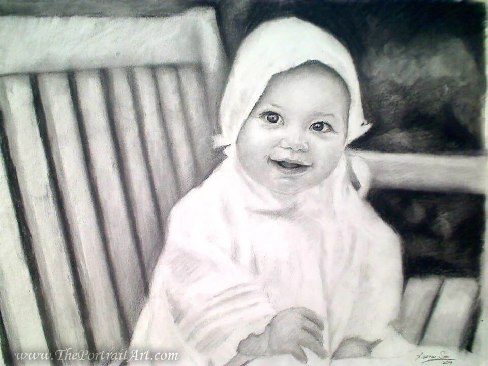 Commissioned hand-drawn charcoal portrait by Victor Sun