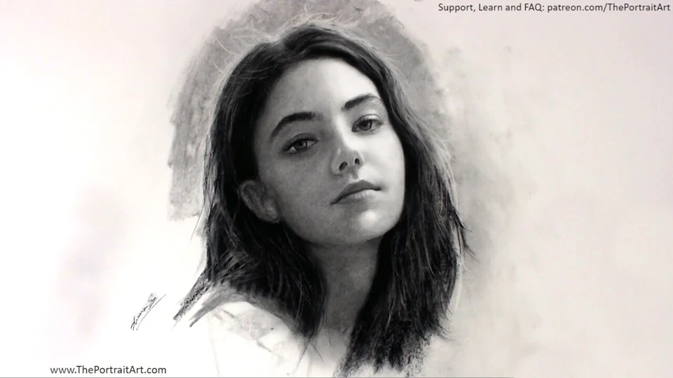 Hand-drawn charcoal portrait by Victor Sun, ThePortraitArt