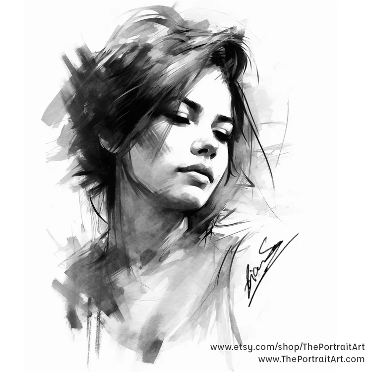 Hand-drawn charcoal portrait by Victor Sun, ThePortraitArt