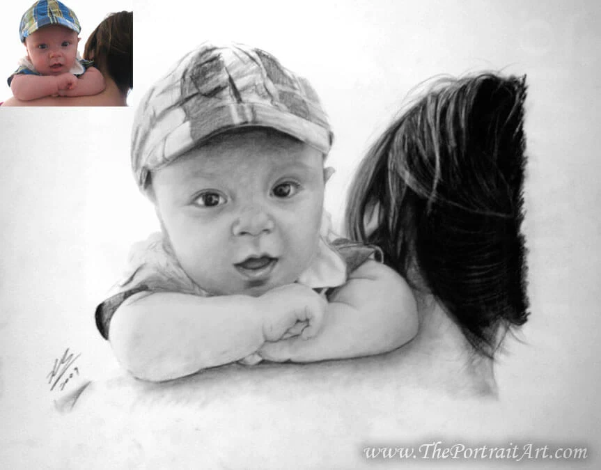 Commissioned hand-drawn charcoal portrait by Victor Sun