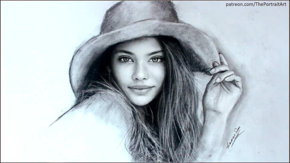 Hand-drawn charcoal portrait by Victor Sun, ThePortraitArt