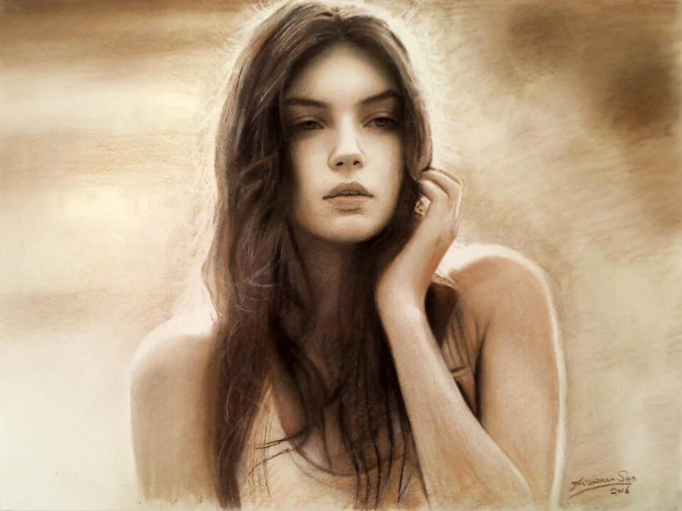 Hand-drawn charcoal portrait by Victor Sun, ThePortraitArt