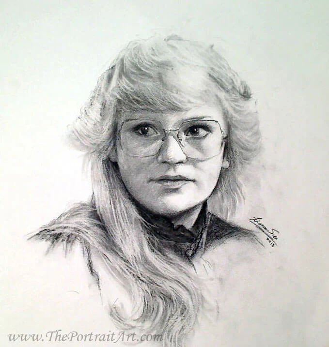 Commissioned hand-drawn charcoal portrait by Victor Sun
