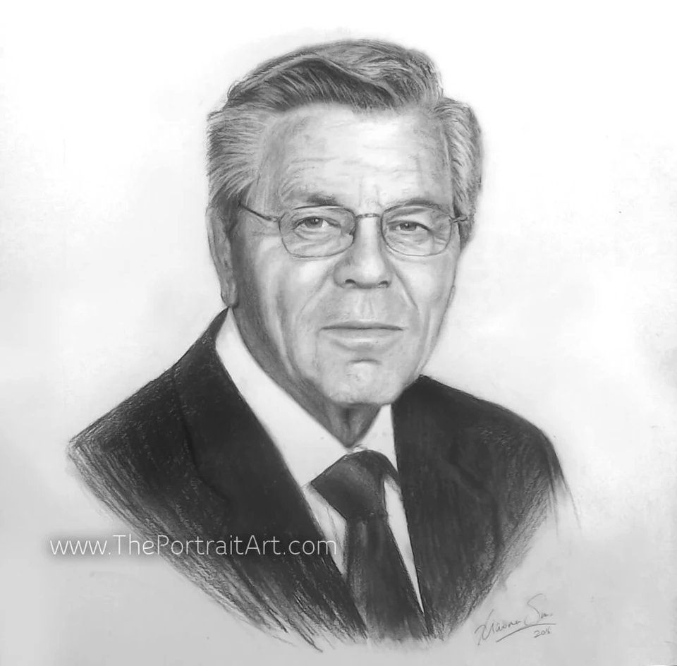 Commissioned hand-drawn charcoal portrait by Victor Sun