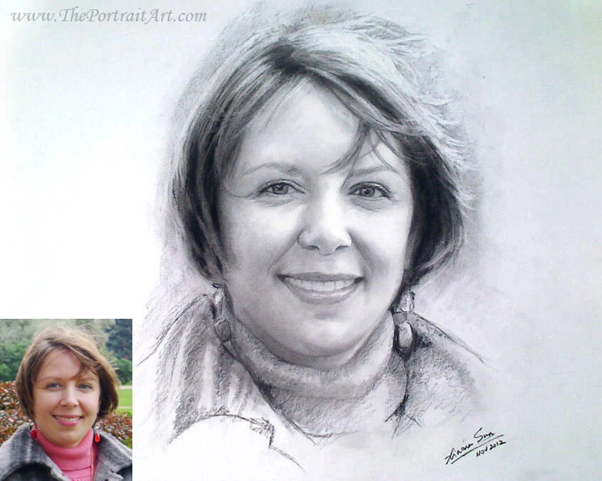 Commissioned hand-drawn charcoal portrait by Victor Sun