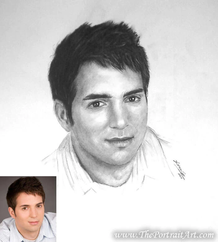 Commissioned hand-drawn charcoal portrait by Victor Sun