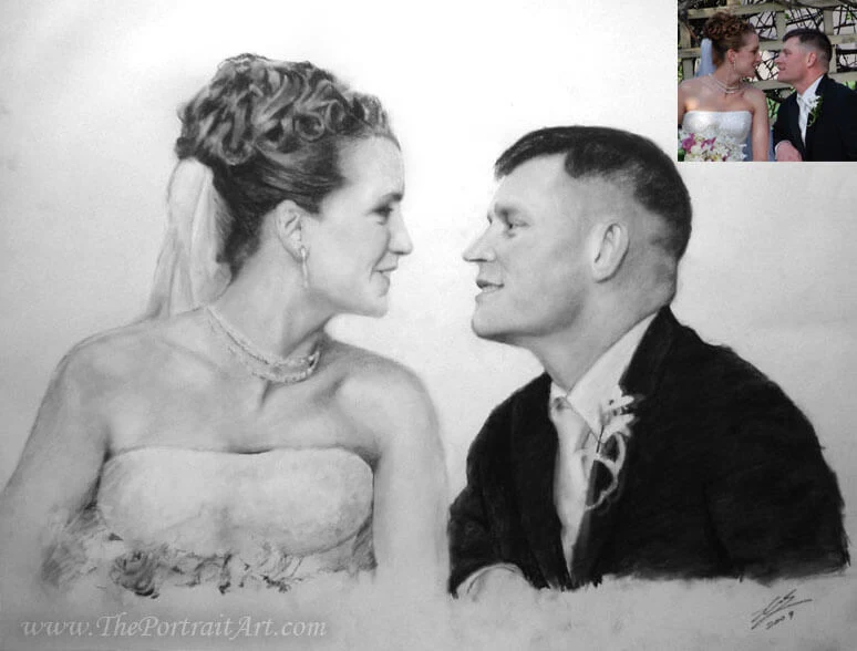 Commissioned hand-drawn charcoal portrait by Victor Sun