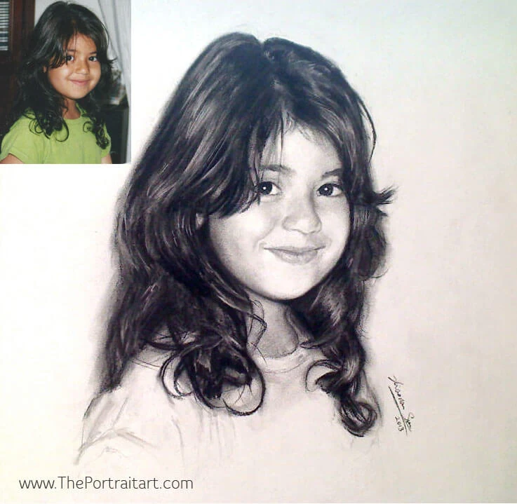 Commissioned hand-drawn charcoal portrait by Victor Sun