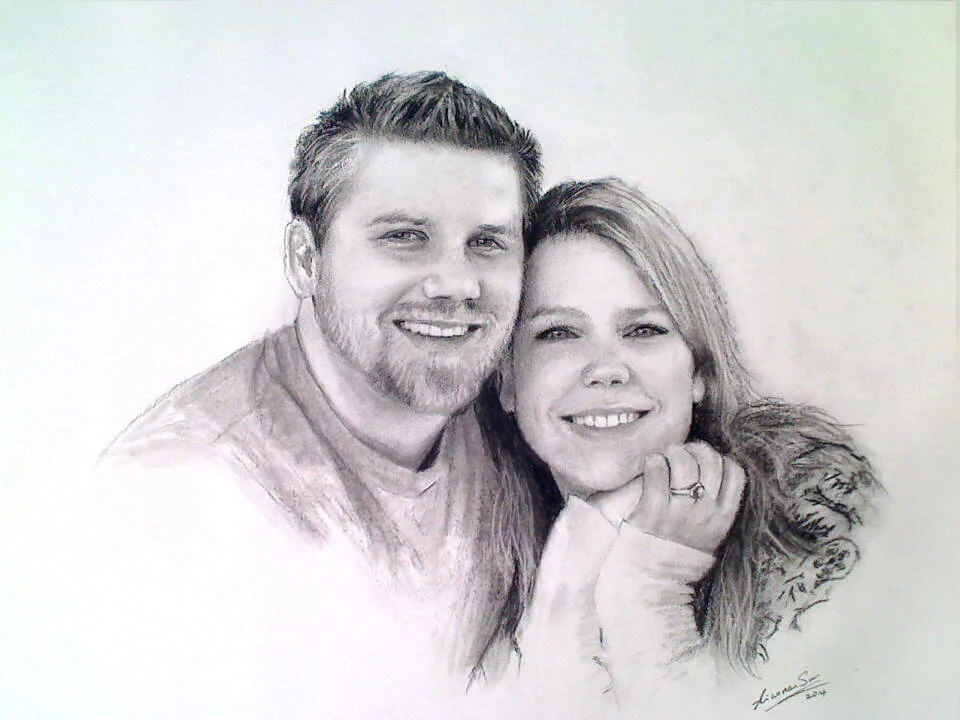 Commissioned hand-drawn charcoal portrait by Victor Sun