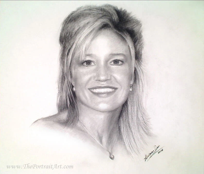 Commissioned hand-drawn charcoal portrait by Victor Sun