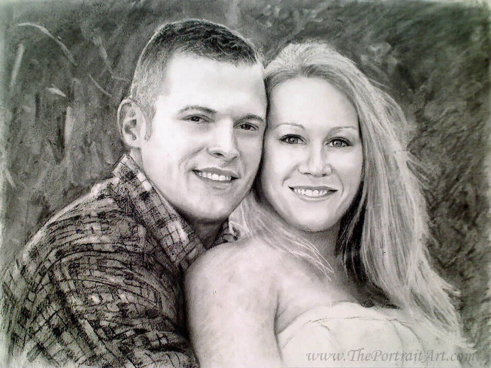 Commissioned hand-drawn charcoal portrait by Victor Sun