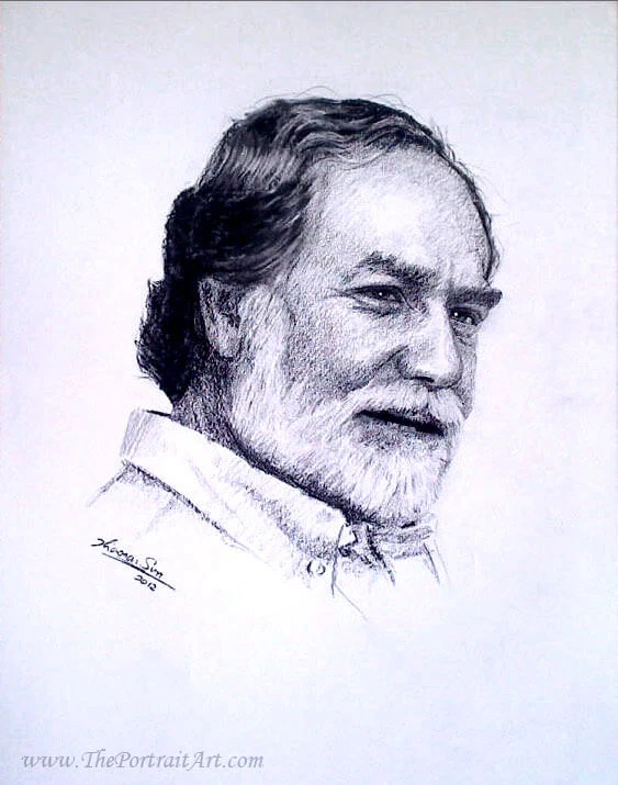 Commissioned hand-drawn charcoal portrait by Victor Sun