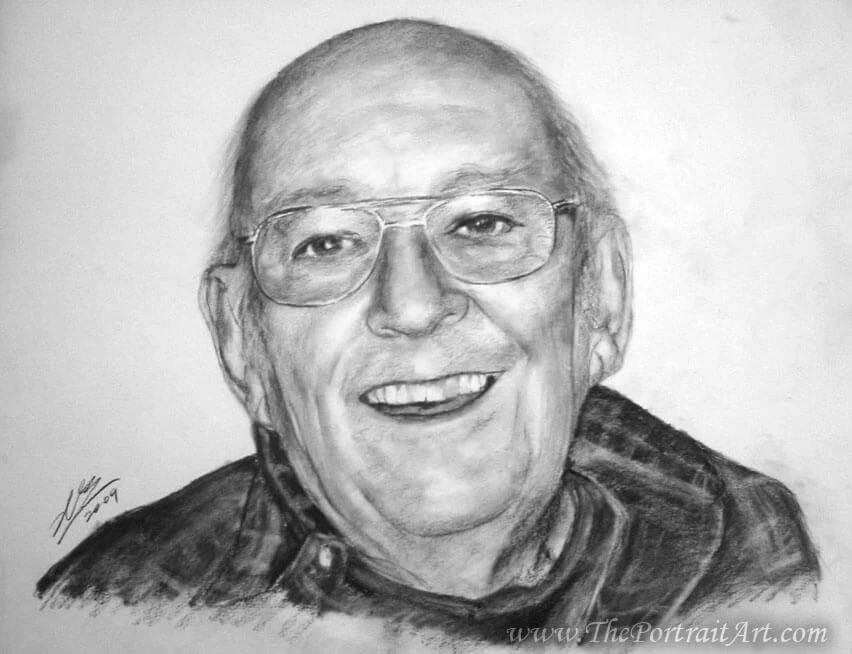 Commissioned hand-drawn charcoal portrait by Victor Sun