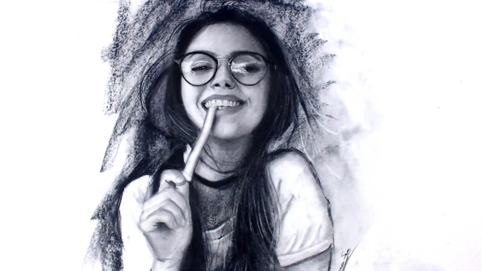 Charcoal portrait drawing of Faq by Victor Sun