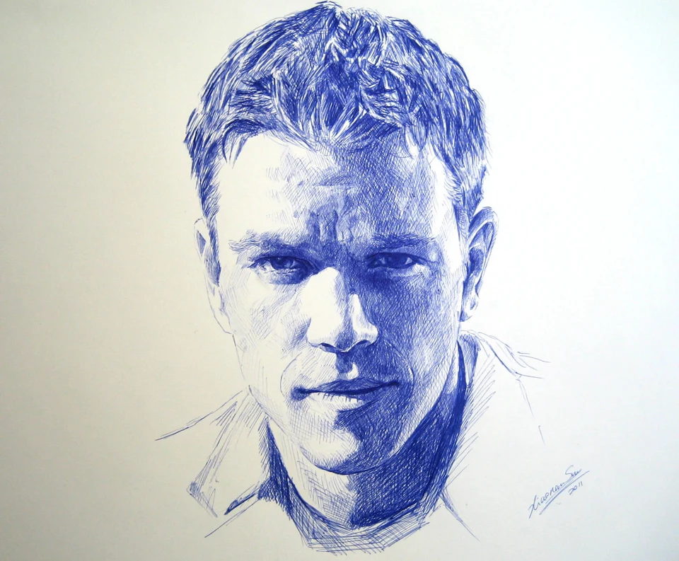 Charcoal portrait drawing of Matt by Victor Sun
