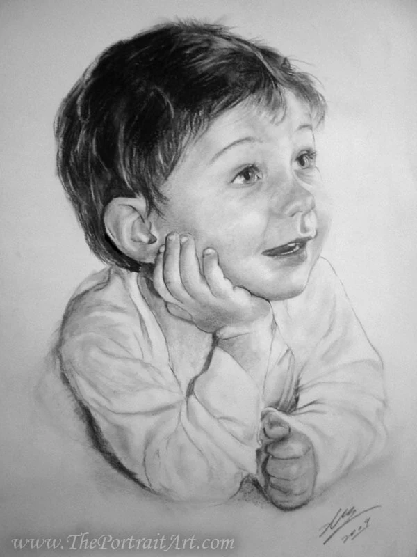 Commissioned hand-drawn charcoal portrait by Victor Sun