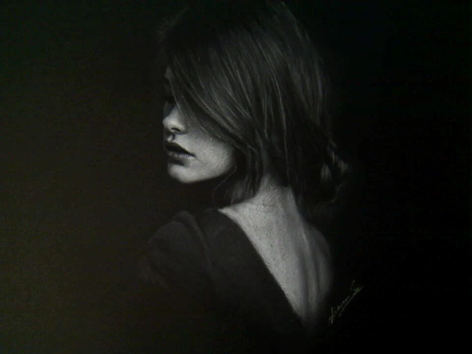 A Study in Light, charcoal portrait by Victor Sun