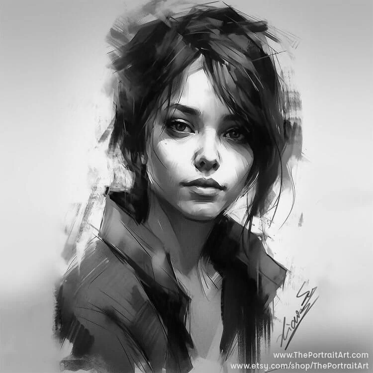 Hand-drawn charcoal portrait by Victor Sun, ThePortraitArt