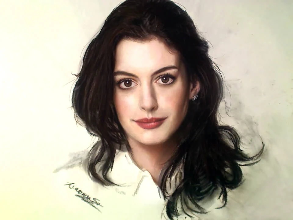 Charcoal portrait drawing of Anna by Victor Sun