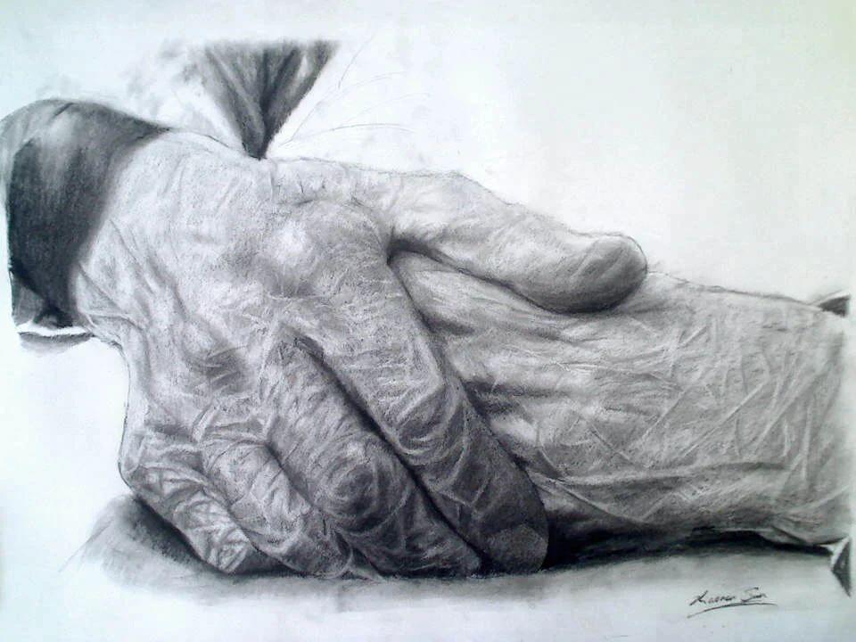 Commissioned hand-drawn charcoal portrait by Victor Sun