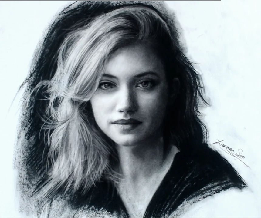 Hand-drawn charcoal portrait by Victor Sun, ThePortraitArt