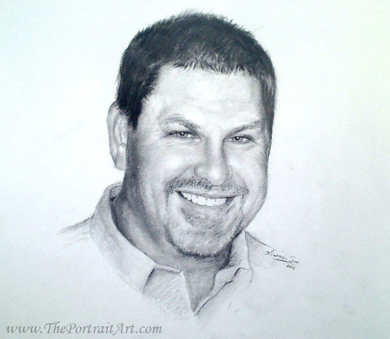 Commissioned hand-drawn charcoal portrait by Victor Sun