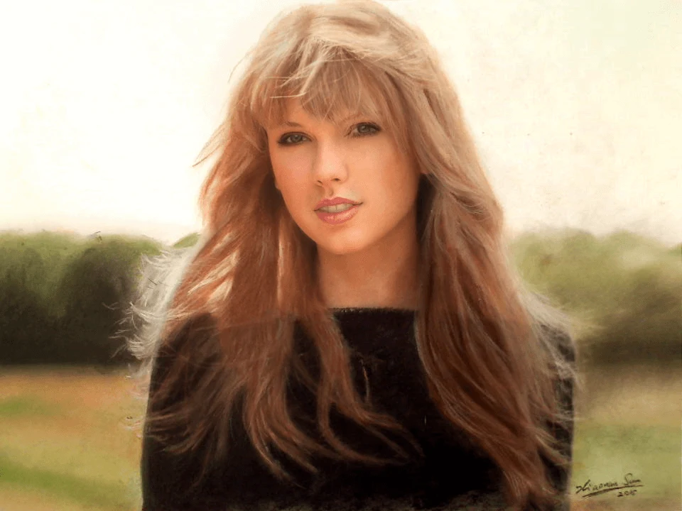 Pastel portrait drawing of Taylor Swift by Victor Sun