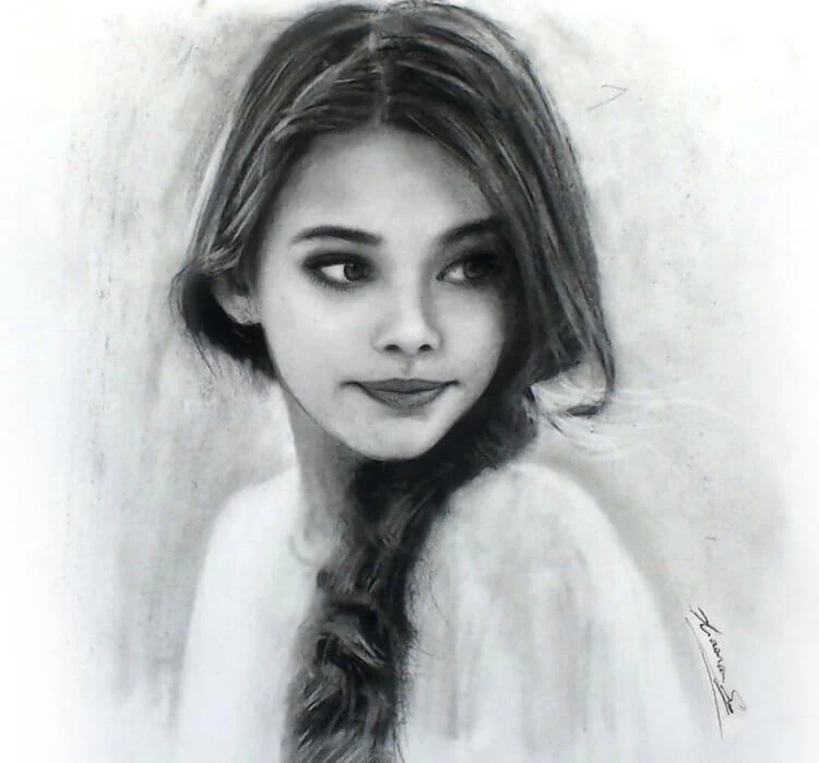 Hand-drawn charcoal portrait by Victor Sun, ThePortraitArt