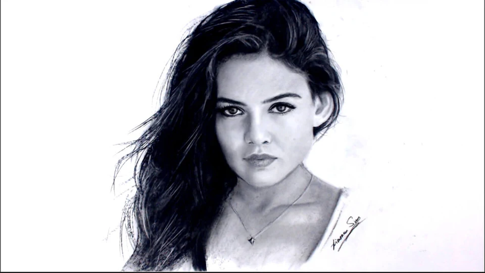 Charcoal portrait drawing of Divina by Victor Sun